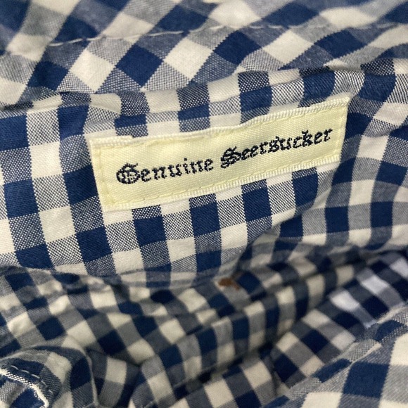 Brooks Brothers Seer Sucker Short Bermuda Hawaiian Striped Palm Tree Blue White - Picture 3 of 8